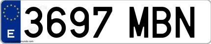 Ejemplo de matrícula española 3697 MBN