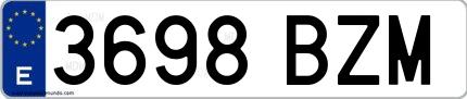Ejemplo de matrícula española 3698 BZM