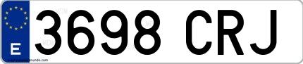 Ejemplo de matrícula española 3698 CRJ