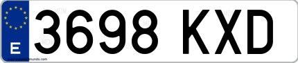 Ejemplo de matrícula española 3698 KXD