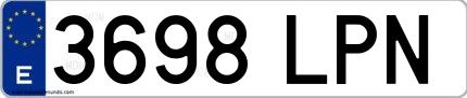 Ejemplo de matrícula española 3698 LPN
