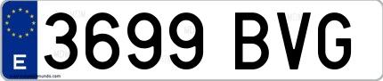 Ejemplo de matrícula española 3699 BVG