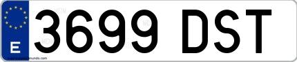 Ejemplo de matrícula española 3699 DST