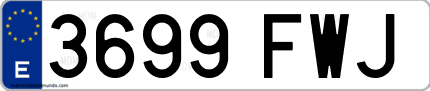 Ejemplo de matrícula de coche ordinaria 3699 FWJ