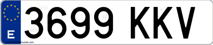 Ejemplo de matrícula de coche ordinaria 3699 KKV