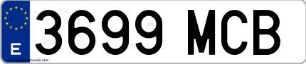 Ejemplo de matrícula española 3699 MCB