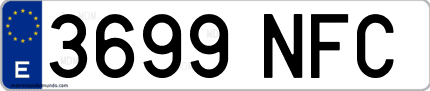 Ejemplo de matrícula de coche ordinaria 3699 NFC