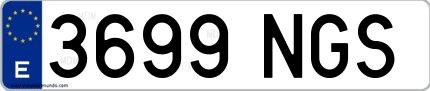 Ejemplo de matrícula española 3699 NGS