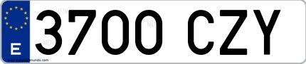 Ejemplo de matrícula española 3700 CZY