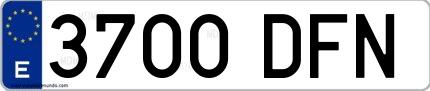 Ejemplo de matrícula española 3700 DFN