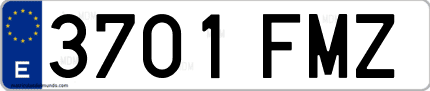 Ejemplo de matrícula de coche ordinaria 3701 FMZ