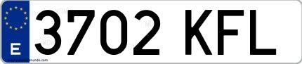 Ejemplo de matrícula española 3702 KFL