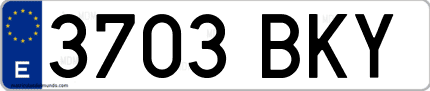 Ejemplo de matrícula de coche ordinaria 3703 BKY