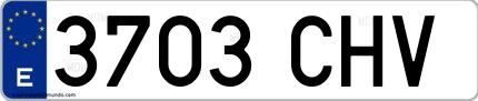 Ejemplo de matrícula española 3703 CHV