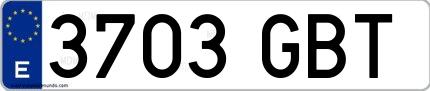 Ejemplo de matrícula española 3703 GBT