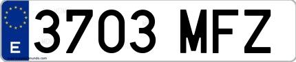 Ejemplo de matrícula española 3703 MFZ