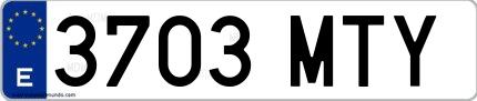 Ejemplo de matrícula española 3703 MTY