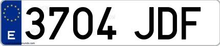 Ejemplo de matrícula española 3704 JDF