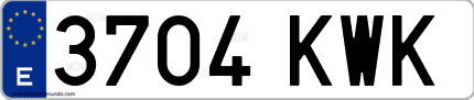 Ejemplo de matrícula de coche ordinaria 3704 KWK