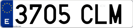 Ejemplo de matrícula de coche ordinaria 3705 CLM