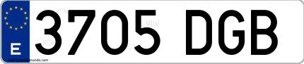 Ejemplo de matrícula española 3705 DGB