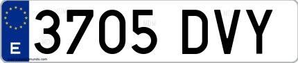 Ejemplo de matrícula española 3705 DVY