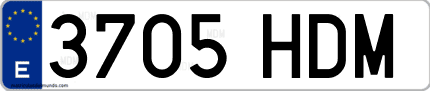 Ejemplo de matrícula de coche ordinaria 3705 HDM