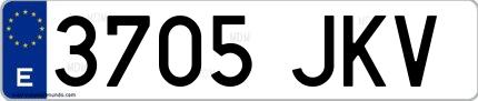 Ejemplo de matrícula española 3705 JKV