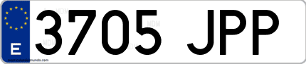 Ejemplo de matrícula de coche ordinaria 3705 JPP