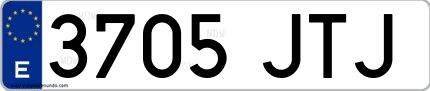 Ejemplo de matrícula española 3705 JTJ