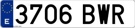 Ejemplo de matrícula española 3706 BWR
