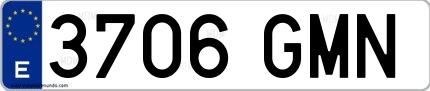 Ejemplo de matrícula española 3706 GMN
