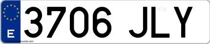 Ejemplo de matrícula española 3706 JLY