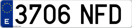 Ejemplo de matrícula de coche ordinaria 3706 NFD