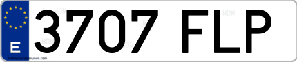 Ejemplo de matrícula de coche ordinaria 3707 FLP