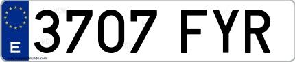 Ejemplo de matrícula española 3707 FYR