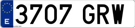 Ejemplo de matrícula española 3707 GRW