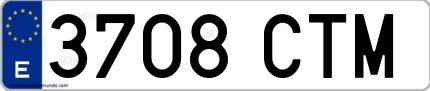 Ejemplo de matrícula española 3708 CTM