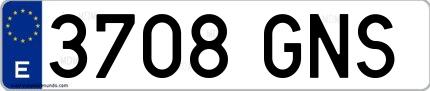 Ejemplo de matrícula española 3708 GNS