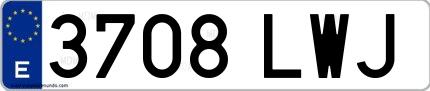 Ejemplo de matrícula española 3708 LWJ