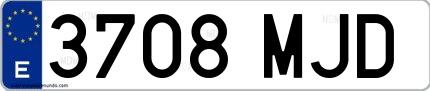 Ejemplo de matrícula española 3708 MJD