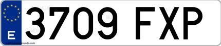 Ejemplo de matrícula española 3709 FXP