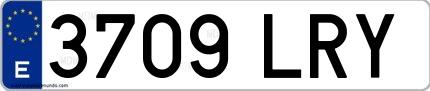 Ejemplo de matrícula española 3709 LRY