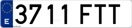 Ejemplo de matrícula de coche ordinaria 3711 FTT