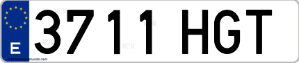 Ejemplo de matrícula de coche ordinaria 3711 HGT