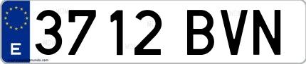 Ejemplo de matrícula española 3712 BVN