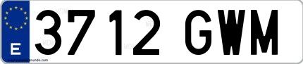 Ejemplo de matrícula española 3712 GWM