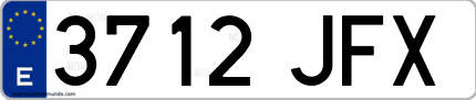 Ejemplo de matrícula de coche ordinaria 3712 JFX