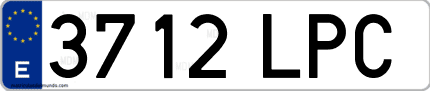 Ejemplo de matrícula de coche ordinaria 3712 LPC