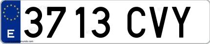 Ejemplo de matrícula española 3713 CVY
